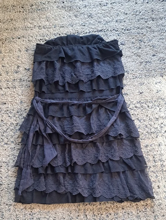 Abercrombie & Fitch Strapless Layered Lace Ruffle Dress - Navy - Picture 1 of 6